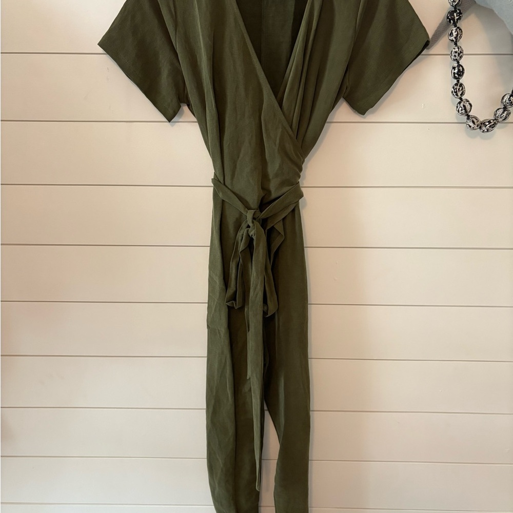 Sotela- Olive Green Stella Wrap Jumpsuit